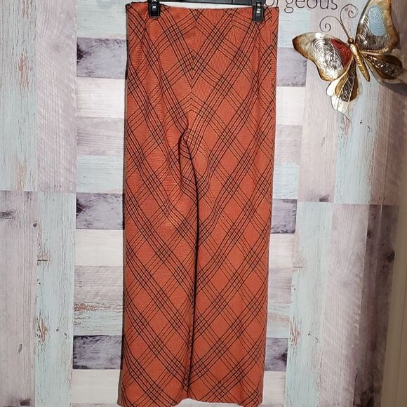 Vintage Disco Orange/Black Woven Polyester High Waist Slacks Pants Sz M/L? 623 - Picture 6 of 9